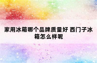 家用冰箱哪个品牌质量好 西门子冰箱怎么样呢